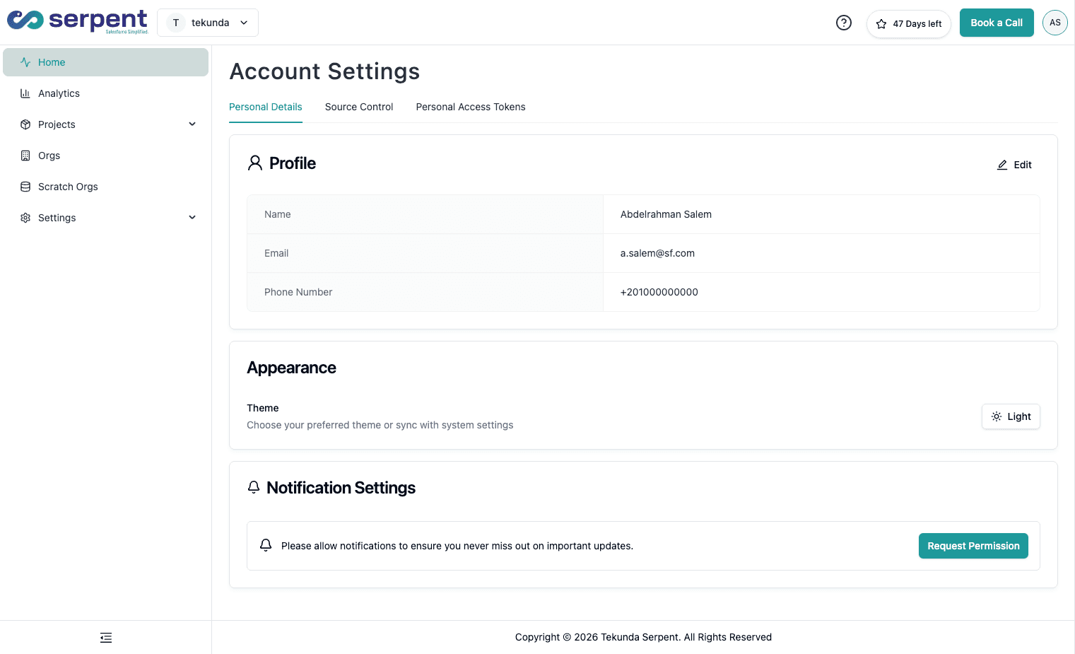 Account settings — after