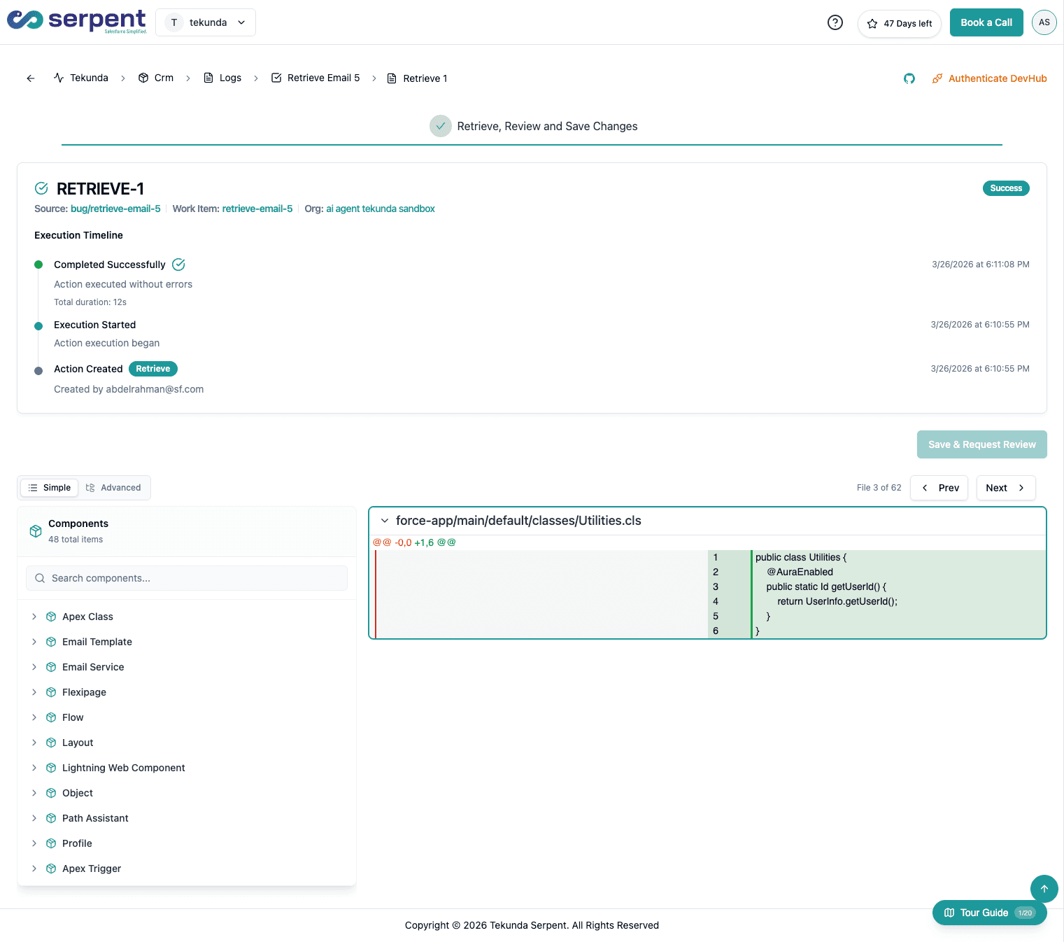 Action details — after