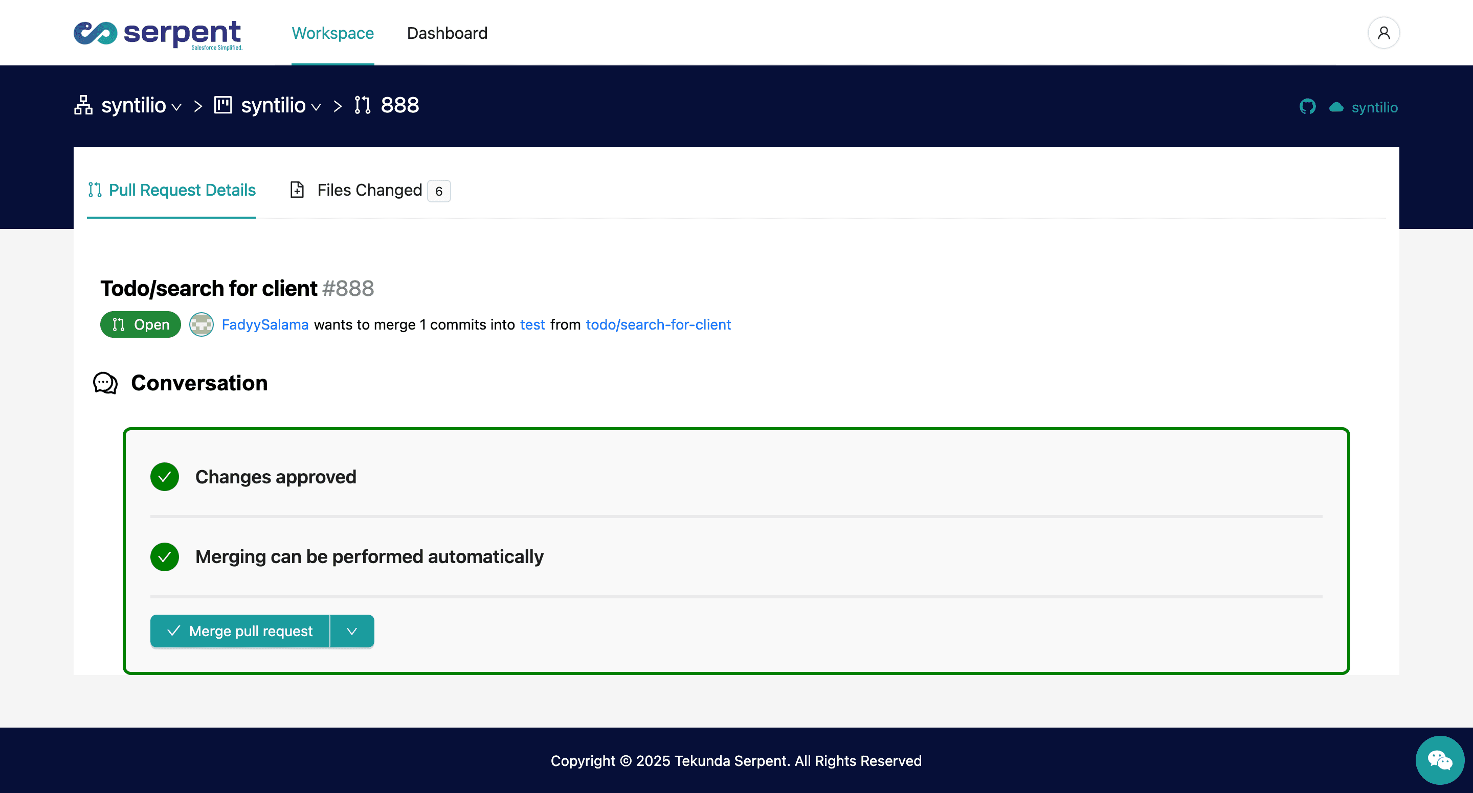 Pull request page — before